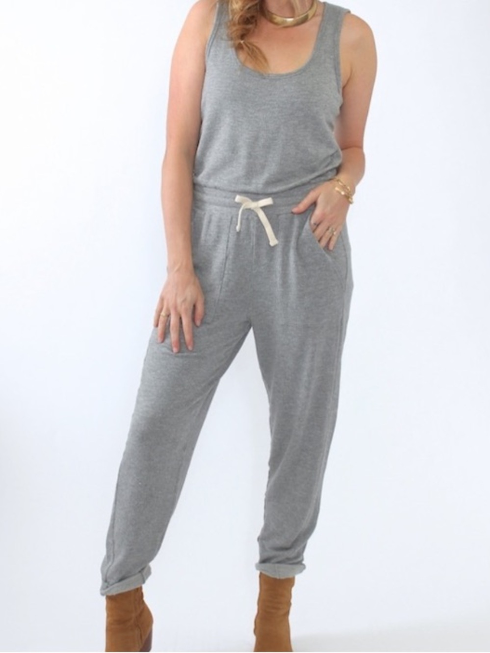 Women’s Splendid Gray Sleeveless Knit Jumpsuit Romper - Medium